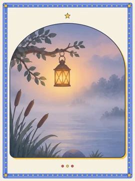 Example: a tale card, a lantern over the water