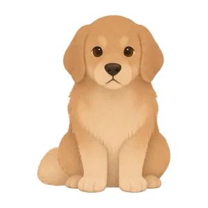 Example: Maple the golden retriever as a paper puppet, sitting