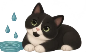 Example: Pepper by a little pool of water, water