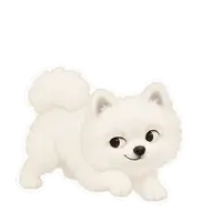 Rufus, a friend's dog, as an Up to Something sticker